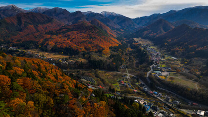 Fototapeta premium View on the valley in Yamadera on an autumn day