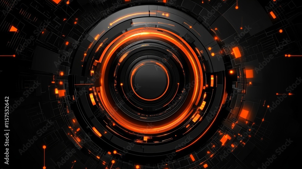 Poster futuristic digital technology background. abstract glowing circles and lines.