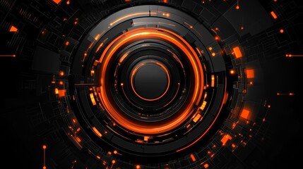 Futuristic digital technology background.  Abstract glowing circles and lines.
