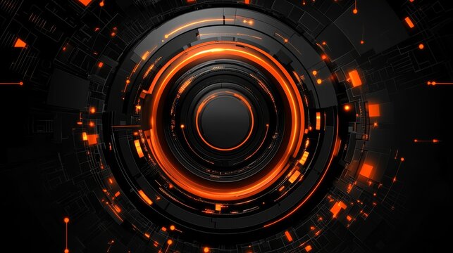 Futuristic digital technology background.  Abstract glowing circles and lines.