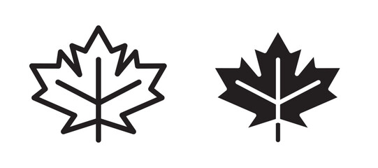 Maple Leaf icons in black line and filled versions