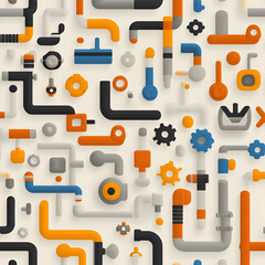 Abstract 3D Pipes and Gears Illustration