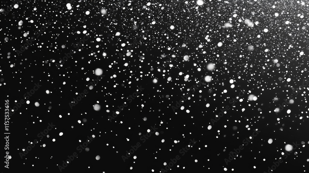 Poster Snowflakes fall gently against a dark background creating a serene winter atmosphere during a calm evening
