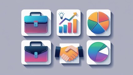 Business Success Growth Charts Handshake Briefcases Data Analysis