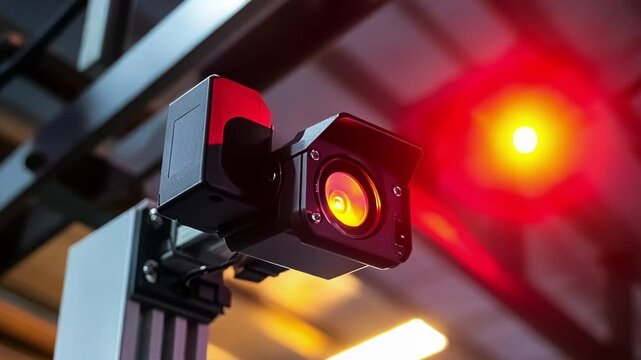An overhead closeup of a factory safety inspection using thermal cameras with realtime analytics being processed on a nearby device reflecting how edge computing enhances safety protocols.