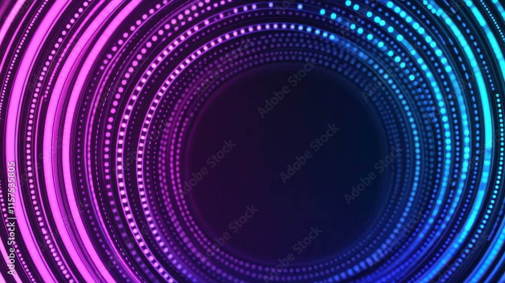 Poster a vibrant circular pattern with colorful glowing effects.