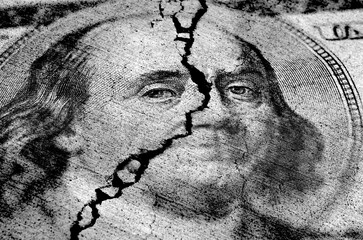 American Dollars Torn or Ripped Failing Economy Failed Investments