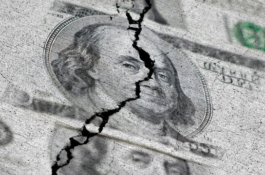 American Dollars Torn or Ripped Failing Economy Failed Investments