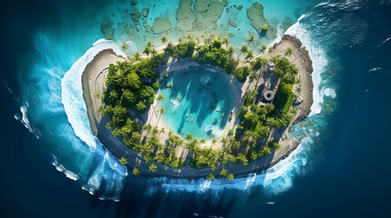 Fototapeta premium Paradise Island from a bird's-eye view
