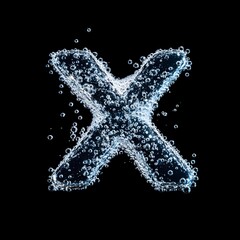 Sparkling Water Bubble X shaped Text on Black Background