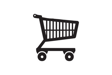 simple black an white shopping cart vector silhouette isolated on a white background