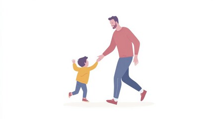 Joyful Father and Child Bonding Moment in Minimalist Style Illustrating Happiness, Love, and Family Connection in Bright and Cheerful Colors