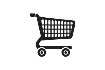 simple black an white shopping cart vector silhouette isolated on a white background