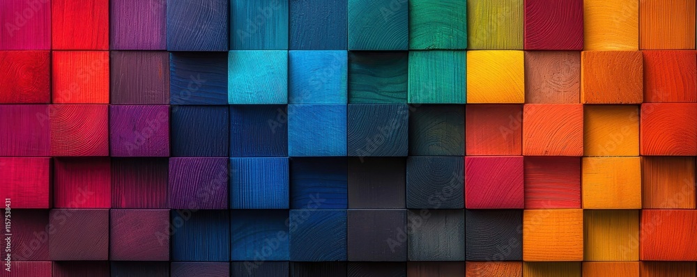 Poster a vibrant array of colorful wooden blocks arranged artistically.