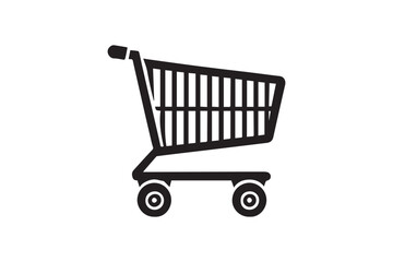 simple black an white shopping cart vector silhouette isolated on a white background