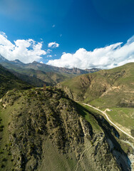 Beautiful aerial view of the mountain gorge. Landscape and nature of the North Caucasus
