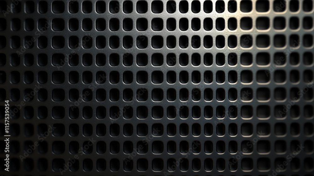 Aufkleber dark metal speaker grille featuring intricate perforated design, showcasing texture and depth in mod