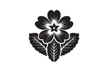 simple black an white primrose flower vector silhouette isolated on a white background