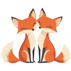 Obraz premium Cute pair of foxes in love 1