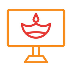 Diwali festival online celebration icon. Concept of virtual holiday, tradition, and culture.