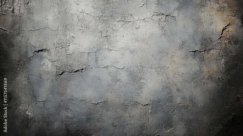 Poster textured gray concrete wall with cracks and uneven surface displaying a rough industrial aesthetic