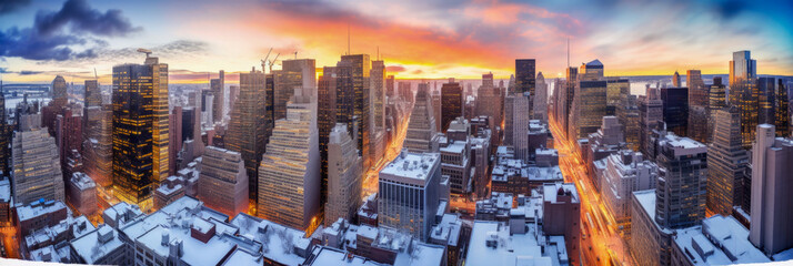 Bird's eye view of City in winter season