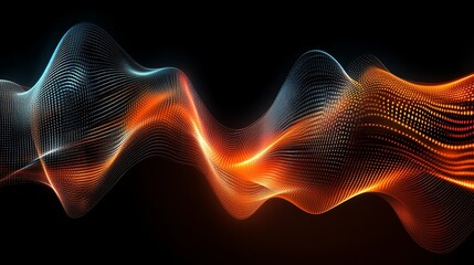Fototapeta premium Digital art of abstract flowing waves in orange and blue hues.
