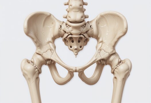 Detailed illustration of a human pelvic bone against a white background.