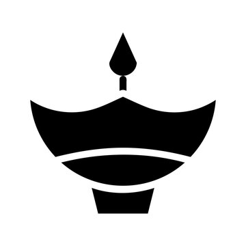 Diwali Diya Lamp Icon. Concept of Hindu Festival of Lights.