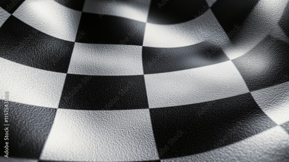 Leinwandbilder textured black and white checkered pattern with curves reflecting light in a smooth surface