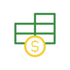 Spreadsheet with dollar coin. Concept of financial data, budget, and accounting.