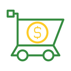Shopping cart with dollar sign icon. Concept of shopping, buying, and selling.