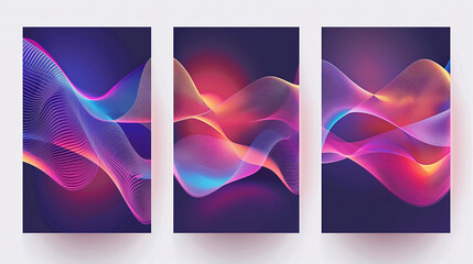 Vinyl Record Mockup with GeneMusic poster design background vector set. Electro Sound Cover template with vibrant abstract gradient geometric shape and line wave. Ideal design forrative AI