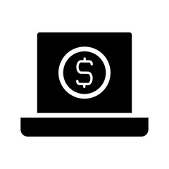 Laptop with dollar coin icon. Concept of online banking, e commerce, and digital finance.