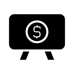 Presentation board with dollar coin icon. Concept of finance, investment, and business.