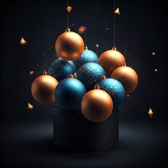 golden christmas balls