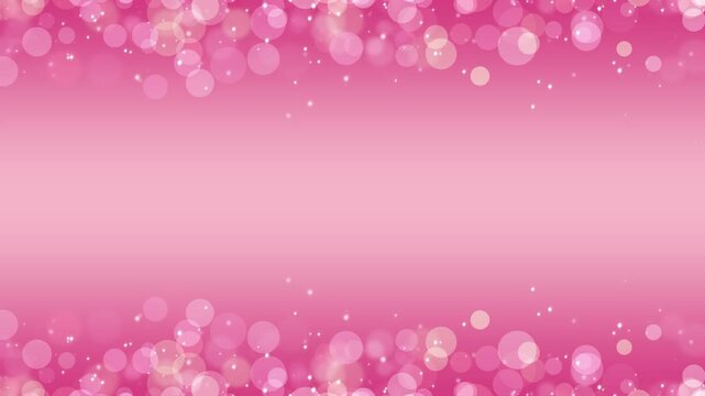 pink background with border bokeh lights and shiny glitter stars falling animation, valentine and cosmetics beauty motion background	