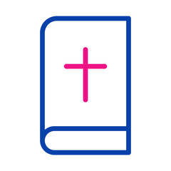 Bible book icon with cross. Concept of Christianity, faith, and religion.