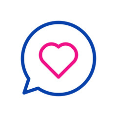 Heart shape in speech bubble. Concept of love, like, and social media.