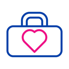 Medical bag icon with heart. Concept of healthcare, first aid, and medicine.