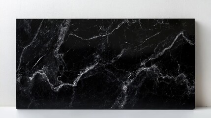 Elegant Black Granite Slab with Intricate Veining