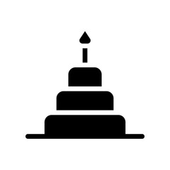Birthday cake with candle silhouette. Concept of celebration, anniversary, and party.