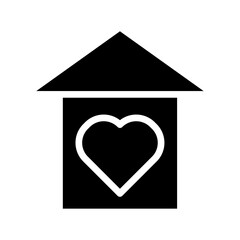 Stay home icon with heart. Concept of love, care, and safety.