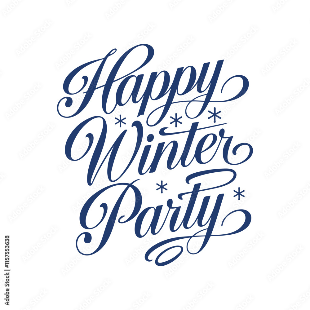 Fototapete happy winter party vibes typography calligraphy alphabet font letterings text typescript flat design