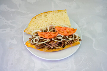 Meat Chicken Doner, between bread (Turkish Name : ekmek arasi et doner, tavuk doner, Gobit ekmek...