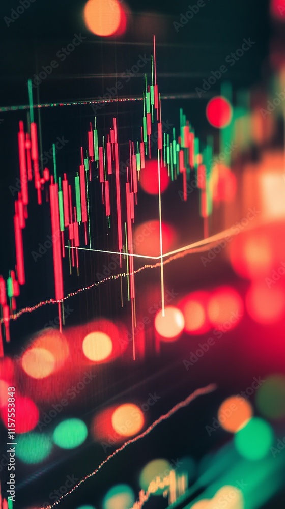 Aufkleber glowing red and green candlestick chart with microstrategy stock data prominently displayed