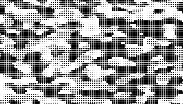 Monochrome camo with pixel effect. Modern sporty background for jersey design. Vector Format Illustration 