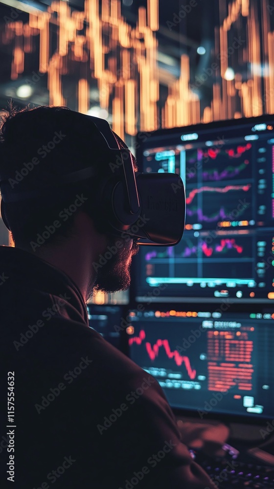 Poster investor using vr to explore microstrategy stock analytics in an interactive environment