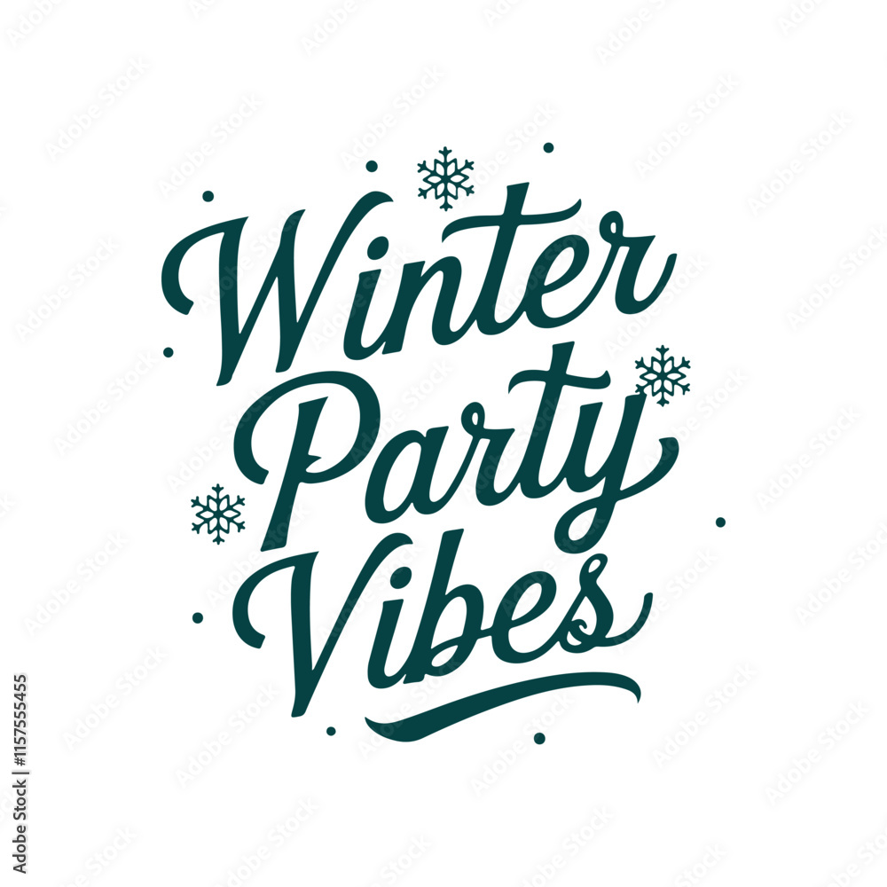 Fototapete happy winter party vibes typography calligraphy alphabet font letterings text typescript flat design