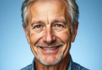 Obraz premium Warm and gentle portrait of a 65-year-old male with a smiling face